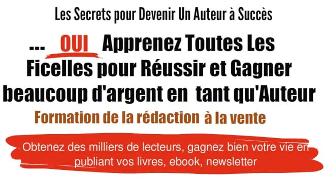 Offre pour devenir un auteur à succès et gagner de l'argent en publiant et vendant ses ebook, livre, publications
